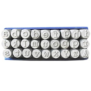 Petite lettre poinçon ensemble de 27 pièces finition satin/argent taille: 1/8 ", 3.0MM outils de fabrication de bijoux - Product Image 1