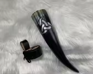 แก้วดื่มฮอร์นแท้ปลอดภัยพร้อมที่ใส่หนังสำหรับงานปาร์ตี้ด้วยงานฝีมือเสี้ยว - Product Image 3