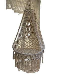 Décoration de salon tendance, lit d'appoint pour bébé en coton fait main, style balançoire, couleur naturelle - Product Image 1