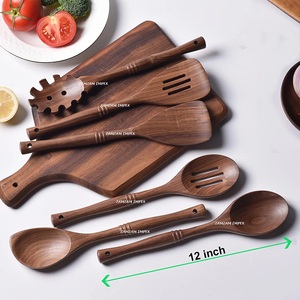 Juego de utensilios de cocina de madera hechos a mano | Juego de cuchara para servir cena ecológica de 5 para cocinar y usar en la cocina - Product Image 2