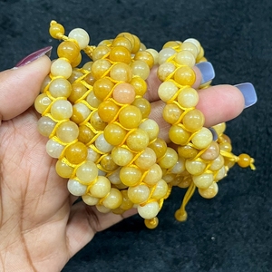 Vente en gros lot en vrac perles ajustables 8mm Aventurine jaune extensible bracelet en cristal double couche diamant fêtes principales hommes femmes - Product Image 6