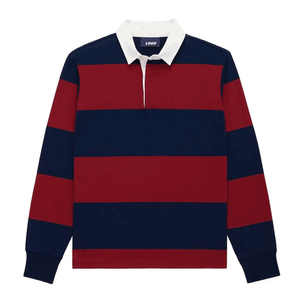 Camiseta de rugby personalizada de manga larga clásica de la vieja escuela Polo camisetas para hombre Heavy Rugger Strong Green Striped Rugby Shirt - Product Image 4