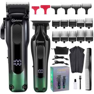 Kit de Barbería Profesional Inalámbrico Recargable para Hombres, Cortapelos con Guías de Corte y Enchufe Estadounidense, para Recortar y Peinar la Barba - Product Image 1