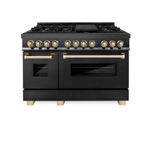 NUEVO Horno de Gas y Eléctrico Z-LINES de Alta Calidad, Auténtico, de 48 Pulgadas, Acero Inoxidable Negro, 7 Quemadores, GOLD RABZ-48-G - Product Image 3