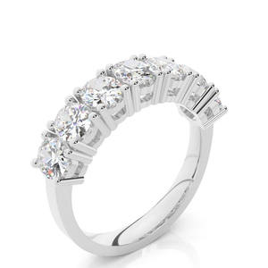 Anillo de Boda de Platino Elegante con 7 Diamantes Ovalados Cultivados en Laboratorio, Fabricante Internacional de Joyería al por Mayor y al Detal - Product Image 2