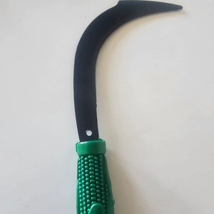 Lame en acier inoxydable de qualité industrielle, 11 pouces, manche en plastique/bois, finition polie, faucille à dents de scie pour la coupe de l'herbe - Product Image 1