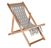 Chaise longue pliante en macramé et bois au design vintage, idéale pour l'extérieur, les hôtels, les piscines et les plages – Meilleur prix