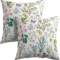 Housse de coussin de luxe |   Literie moderne en jacquard tissé, motifs de plantes en forme de cœur, écologique, lavable, 200TC, fabricant indien