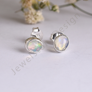 Natural Gemstone Rainbow Moonstone Handmade Jewelry Unique Designer 925 <b>Sterling</b> <b>Silver</b> Handmade Jewelry <b>Stud</b> <b>Earring</b> - Product Image 1
