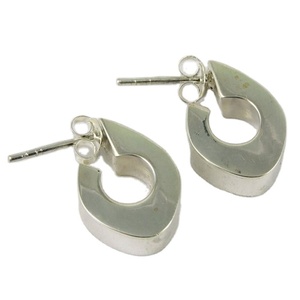925 <b>Sterling</b> <b>Silver</b> <b>Huggie</b> <b>Earrings</b> Indian Bohemian Christian Jewelry for Wedding & Engagement Wholesale - Product Image 1