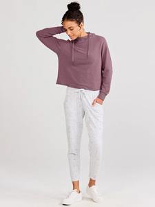 Hot Selling Athleisure <b>Comfy</b> Crop <b>Hoodie</b> With Mock Neck Collar and Hood French Terry <b>Hoodie</b> Raw Hem Sporty <b>Hoodie</b> For Women - Product Image 4