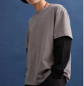 Fabricants personnalisés T-shirt décontracté à double couche à manches courtes pour hommes 100% coton Slim Fit écologique vieilli Vintage - Product Image 5