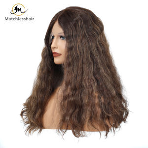 Parrucche ebraiche in pizzo vergine 100% europea per capelli parrucca Kosher marrone/miele biondo per donna - Product Image 2