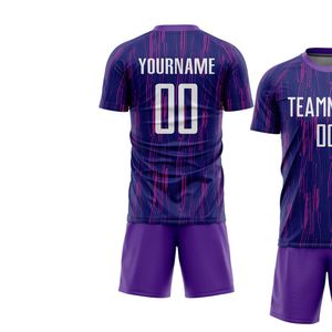 ชุดเสื้อฟุตบอลลายเส้นแนวตั้งแขนสั้น ระบายอากาศ แห้งเร็ว สำหรับแข่งขันและฝึกซ้อม เสื้อและกางเกงขาสั้น ผู้ชาย - Product Image 3