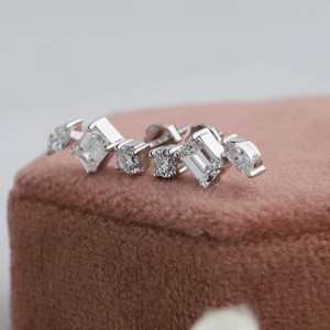 Unbeatable Market Price Unique 10k Solid Gold Three Stone Lab Grown <b>Diamond</b> Drop Earrings with Genuine Pearl Main Stone - Product Image 1