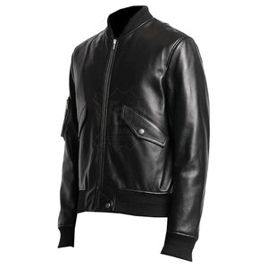 Vestes en cuir véritable Nouveauté Arrivée Personnalisée Coupe-vent Casual Noir Casual Hommes Vestes en cuir Bomber Mode élégante - Product Image 3
