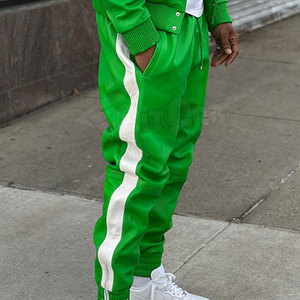 Custom Leather Tracksuit Supplier Blank Hoodie and Sweatpants Set Manufacturers 100% Genuine Leather Track Suit Set - Product Image 4