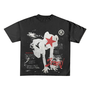 Camiseta negra de gran tamaño personalizada de alta calidad para hombre 100% algodón transpirable Vintage lavado gráfico High Street Casual impreso DTG - Product Image 6