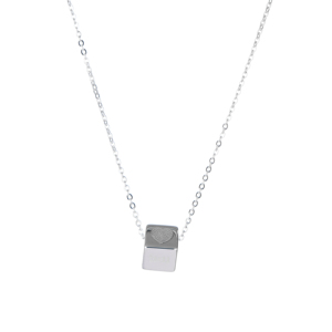 Collier en argent sterling gravé en forme de cœur, plaqué rhodium, cadeau pour la Saint-Valentin, 2,8 g - Product Image 1
