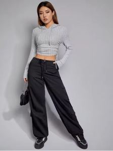 เสื้อฮู้ดสวมหัวแขนยาวผ้าฝ้ายสำหรับผู้หญิงกระเป๋าเอวลอยระบายอากาศได้ดี - Product Image 5