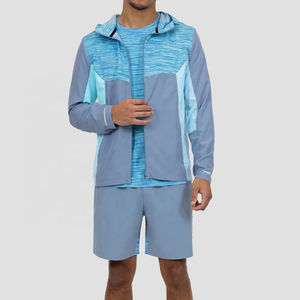 Bon marché Ensemble 2 pièces avec fermeture éclair personnalisée pour hommes Vestes de survêtement coupe-vent élastiques unisexes en nylon imperméables pour hommes - Product Image 5