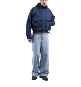 Chaqueta cortavientos deportiva de alta calidad para hombre, cuello levantado y cierre de cremallera, diseño informal a prueba de viento para verano - Product Image 3