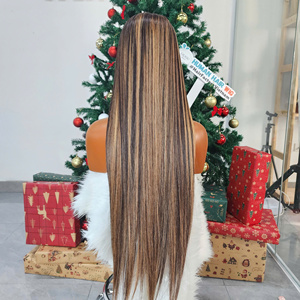 Peluca Frontal de Lujo Vietnamita 100% Natural de 30 Pulgadas, Color Rubio con Mechas, Cabello Humano Virgen, Productos Capilares Naturales para Mujeres Negras - Product Image 1