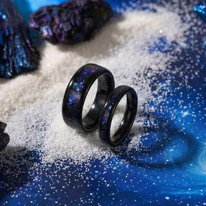 Jeulia Starry Sky Impression <b>Tungsten</b> Wedding Couple <b>Rings</b> Set - Product Image 3