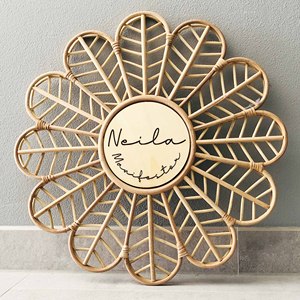 Panneau mural décoration intérieure rotin naturel nom de bébé panneau mural prix bon marché cadeau trucs décoratifs pour les enfants nouveau-nés - Product Image 5