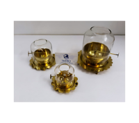Lámpara de aceite vintage de hierro Akhand Jyoti Diya redonda de 18 cm, chapada en oro y con relieve, para decoración del hogar en Diwali Puja.