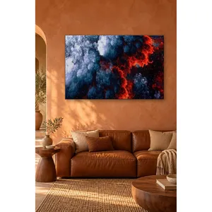 Impression sur toile Fida Magma fractal bleu marine et rouge - Product Image 4