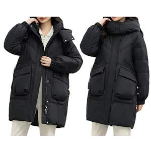 Veste longue matelassée pour femme avec capuche hiver chaud respirant Nylon Shell tissé tissu Parka manteau pour la saison automne/hiver - Product Image 4