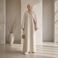 Abaya décontractée ample et chaude en tissu épais à couche d'air pour femmes musulmanes, collection automne-hiver, personnalisable pour Ramadan et l'Aïd, mode islamique modeste