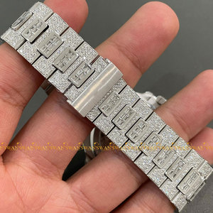 <b>Men's</b> Luxury Classic Sport Analog <b>Wrist</b> <b>Watch</b> Customizable Stainless Steel Bracelet 41mm VVS Clarity Glass ETA Baguette Charm - Product Image 4