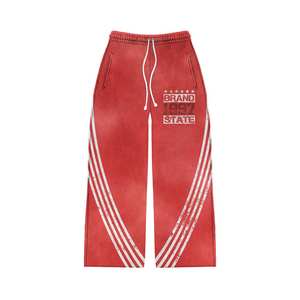 100% High Quality Cotton Material <b>Red</b> Color DTF Printing Zipper Closure Two Piece Sets Hoodie & Flare <b>Trouser</b> Jogger Sets - Product Image 6