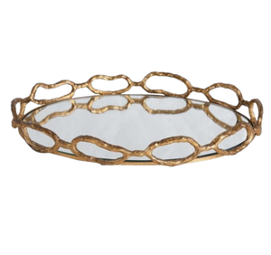 Nouveau plateau miroir en métal design avec design décoratif Prix abordable Plateaux de Noël de forme arrondie Plateaux de service uniques - Product Image 5