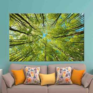 ผ้าใบพิมพ์ลายโปสเตอร์สีเขียวหรูหรา - ศิลปะแขวนผนังลายต้นไม้สมัยใหม่,1P:ห่อหุ้มอย่างดี - Product Image 1