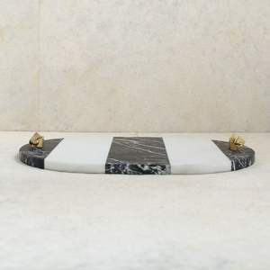 Marbre personnalisé luxe décoratif en laiton couvercle bord bidons plateau luxe marbre or bord blocs à découper Design créatif - Product Image 1