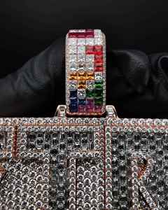 Pendentif personnalisable de luxe avec lettre, émeraude VVS, argent 925 plaqué or rose, bijoux fins, pendentifs style hip-hop, diamant moissanite - Product Image 5