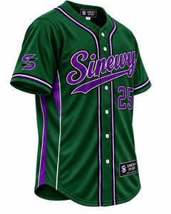 Camiseta de Béisbol SINEWY SPORT para Hombre, Verde y Morado, Sublimada, 25, Absorbe la Humedad, Corte Regular, Manga Corta, Adulto, Todas las Temporadas - Product Image 3