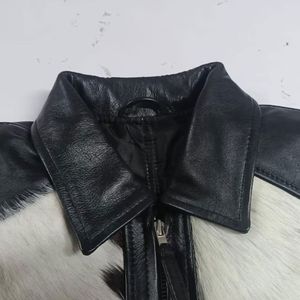 Vêtements de sport INDEX SPORTS WEAR, veste de moto en cuir de vache pour homme, noir et blanc, imprimé vache, doublure en fausse fourrure, fermeture éclair, vêtements d'hiver - Product Image 5