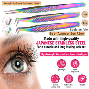 Pince à épiler professionnelle pour extensions de cils en fibres et nano, outils pour cils volume, instrument de précision antidérapant de haute qualité - Product Image 5