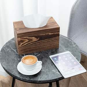 Caja de pañuelos de madera Cubierta de soporte Dispensador de pañuelos faciales de baño rectangular con fácil - Product Image 6