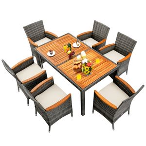Ensemble de table à manger de luxe pour villa avec coussins de siège en rotin PE, 6 places, design moderne, prix d'usine PHU LINH - Product Image 5