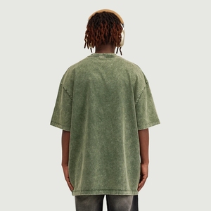 Camiseta vintage de talla grande con hombros caídos para hombre, 100% de algodón, lavado ácido, camiseta de peso pesado a la moda para hombre, ropa a granel - Product Image 3