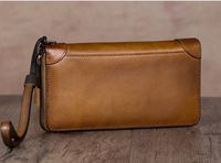 Dompet Wanita Ritsleting Kulit Asli Di Sekitar Dompet Wanita Dompet Panjang Retro Kapasitas Kulit Sapi Buatan Tangan Kopling Personalisasi Vintage Pu