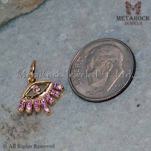 จี้พลอยแซฟไฟร์สีทอง14K แข็ง,จี้เครื่องรางตาปีศาจเครื่องประดับมินิมอลลิสต์แฮนด์เมด - Product Image 5