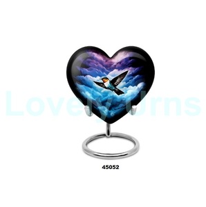Juego de 2 piezas hermosa urna conmemorativa de cremación de corazón de colibrí para cenizas humanas urna funeraria decorativa de recuerdo - Product Image 5