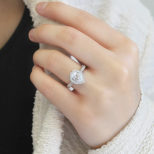 Anillo personalizable de Plata de Ley 925 para mujer, anillo de compromiso de boda con halo de piedra de corte de pera de 1 quilate, certificado IGI para fiestas - Product Image 3