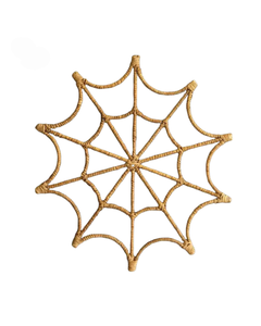 Hecho a mano Seagrass Spider Web colgante de pared Marco de hierro decorativo tejido fibra Natural Halloween pared arte rústico Boho decoración del hogar - Product Image 1